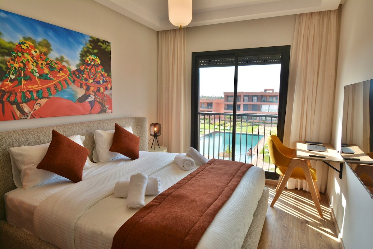 Marrakech Luxury 2BR Vue sur la piscine/Terrasse/Travail à distance - Photo 19
